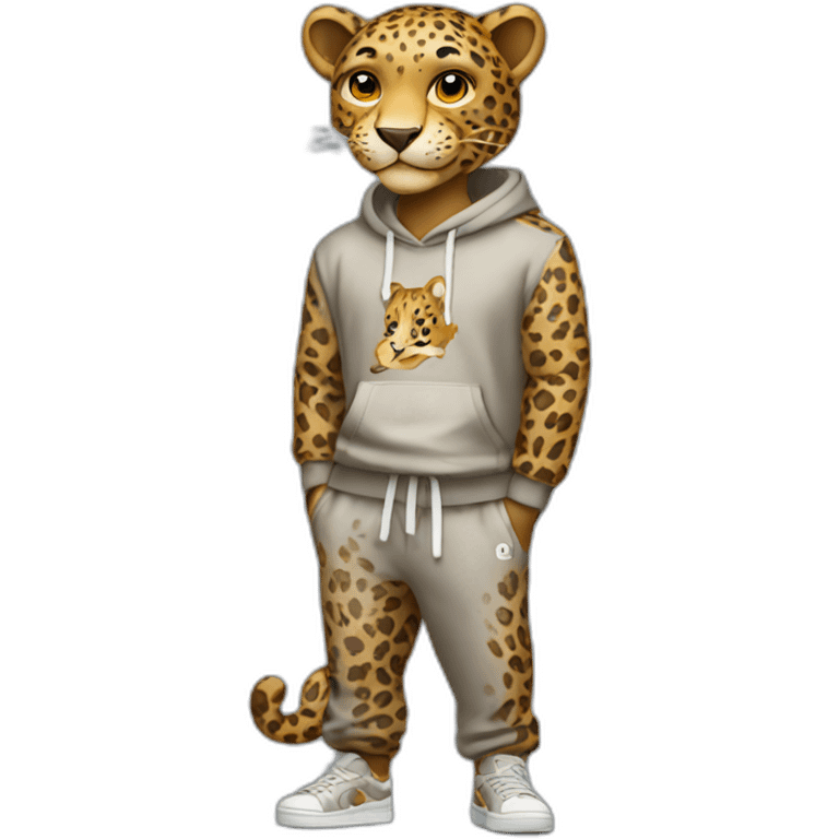 Leopard wearing sweatpants emoji