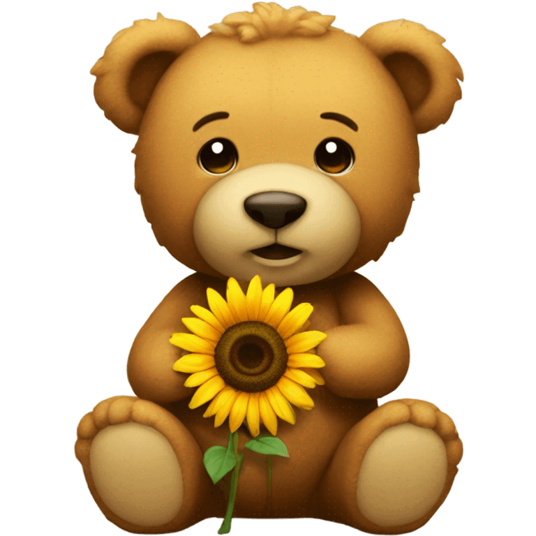 Teddy bear with sunflower emoji