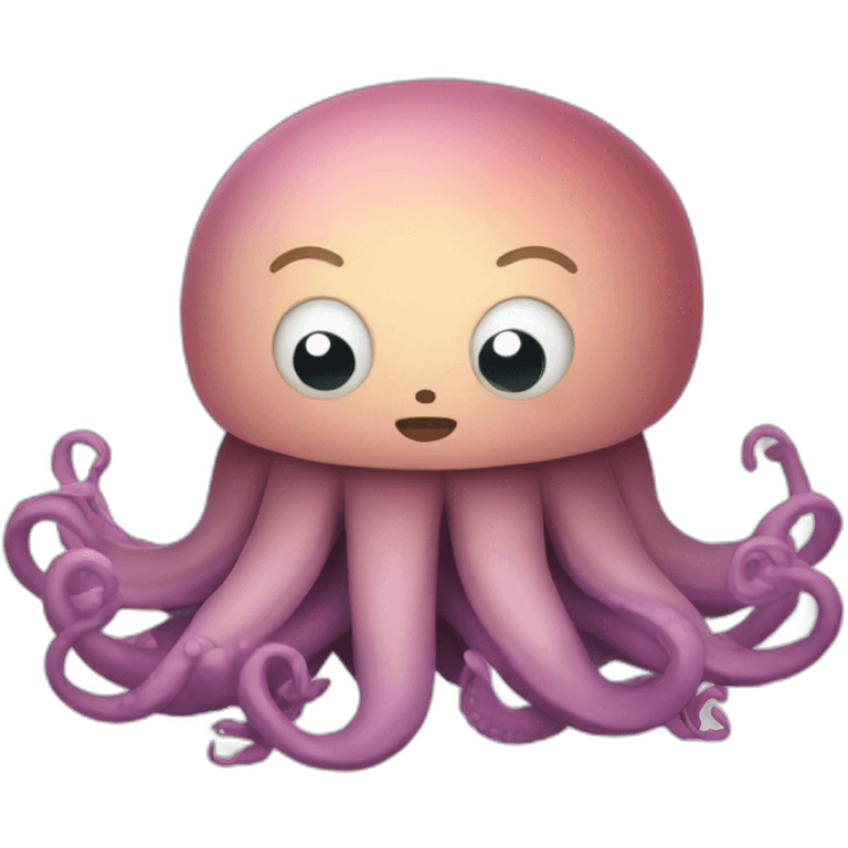 Cute kraken cute face eyes closed making yoga emoji