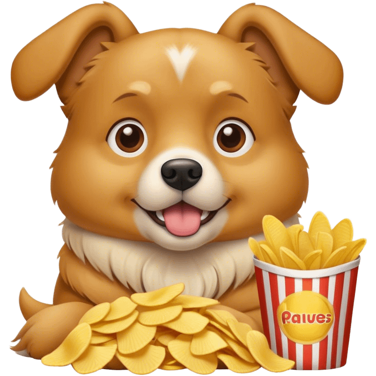 Dog eating chips while watching a movie emoji