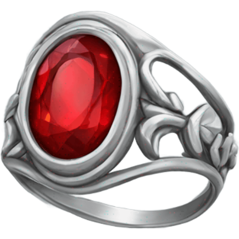 small silver ring with red gem emoji