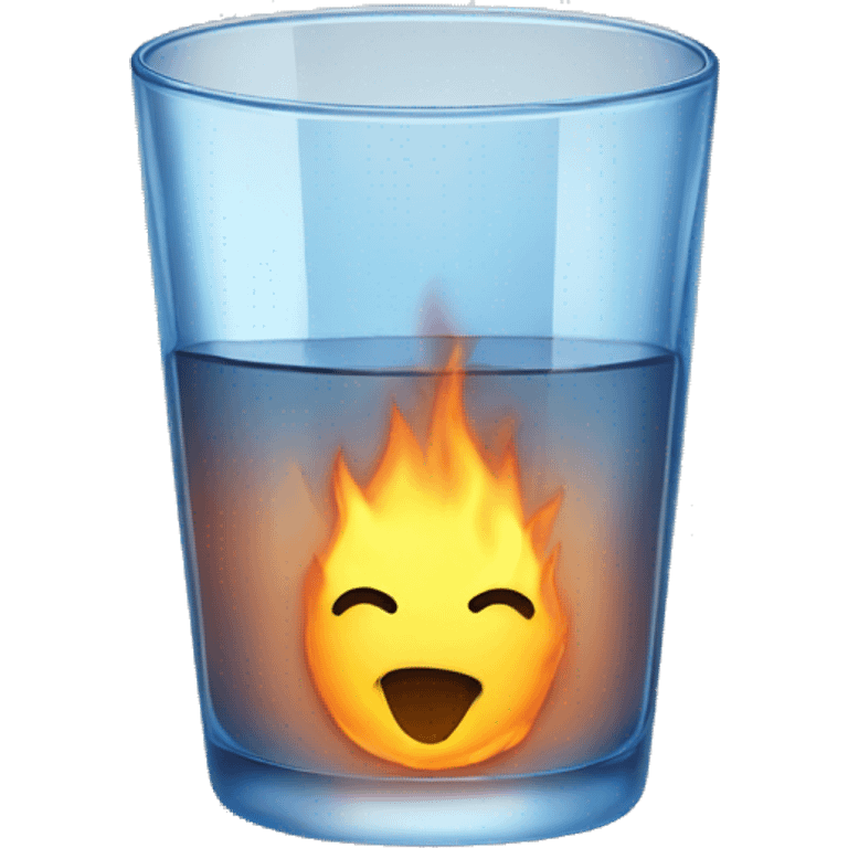 A water glass is burning emoji