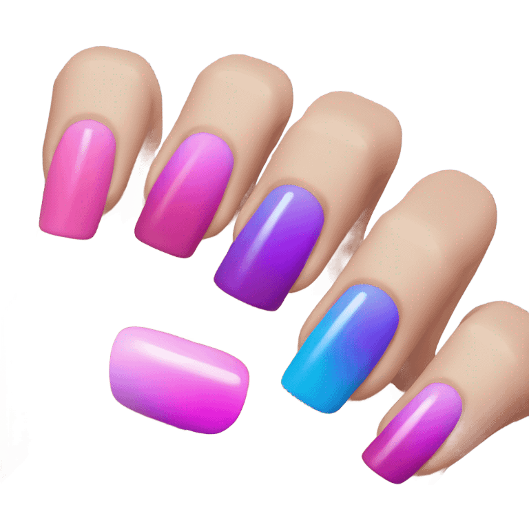 Nails with pink, purple and blue I. That order emoji