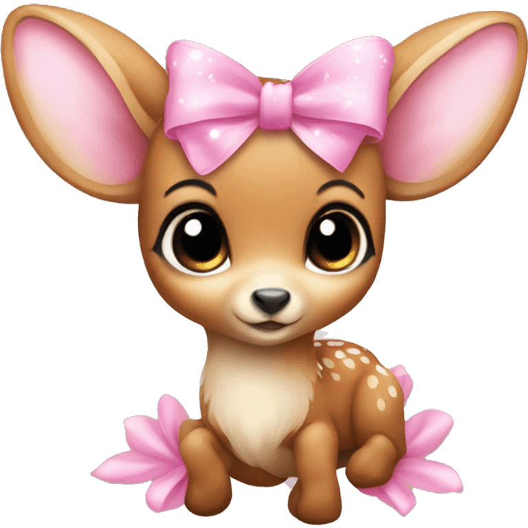 baby deer with fairy wings and a pink bow around its neck  emoji