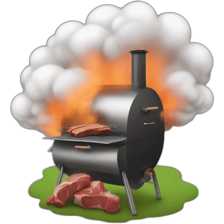 a meat smoker in the backyard billowing smoke emoji