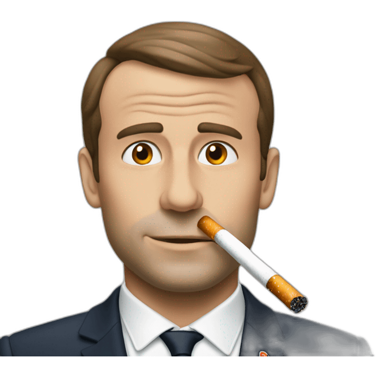 Macron fumé une cigarette emoji