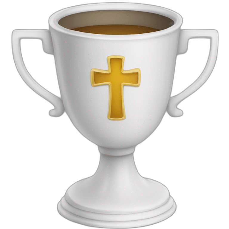 royal empty Christian cup for the winner with a cross emoji