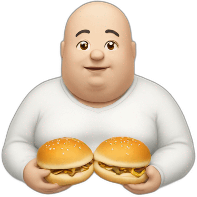 fat man bald eating bun emoji