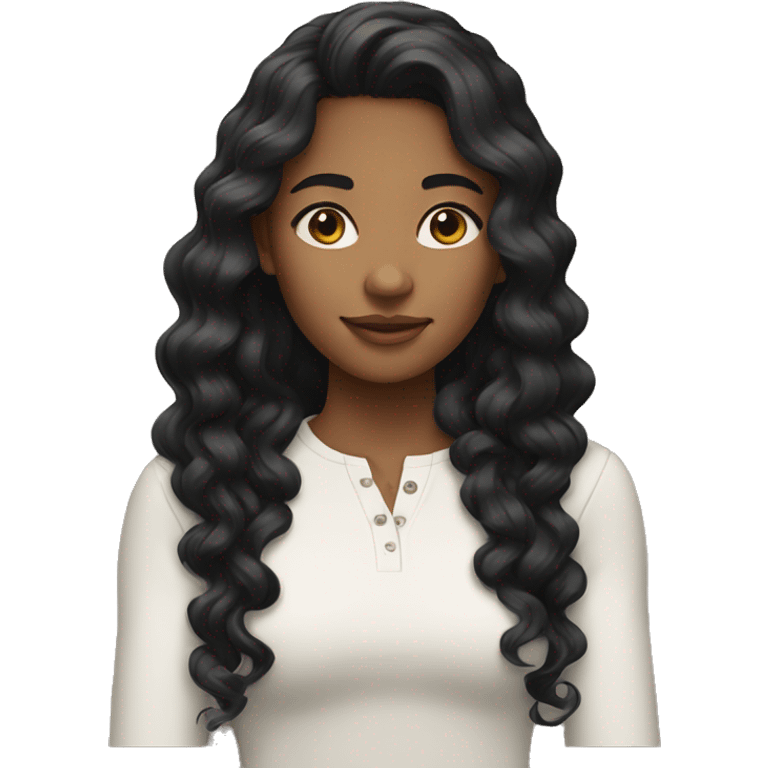 A young woman with light brown skin long curly black hair emoji