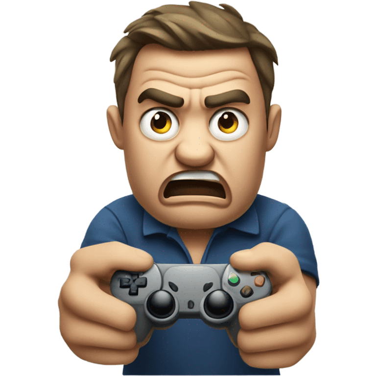 person raging at a video game emoji