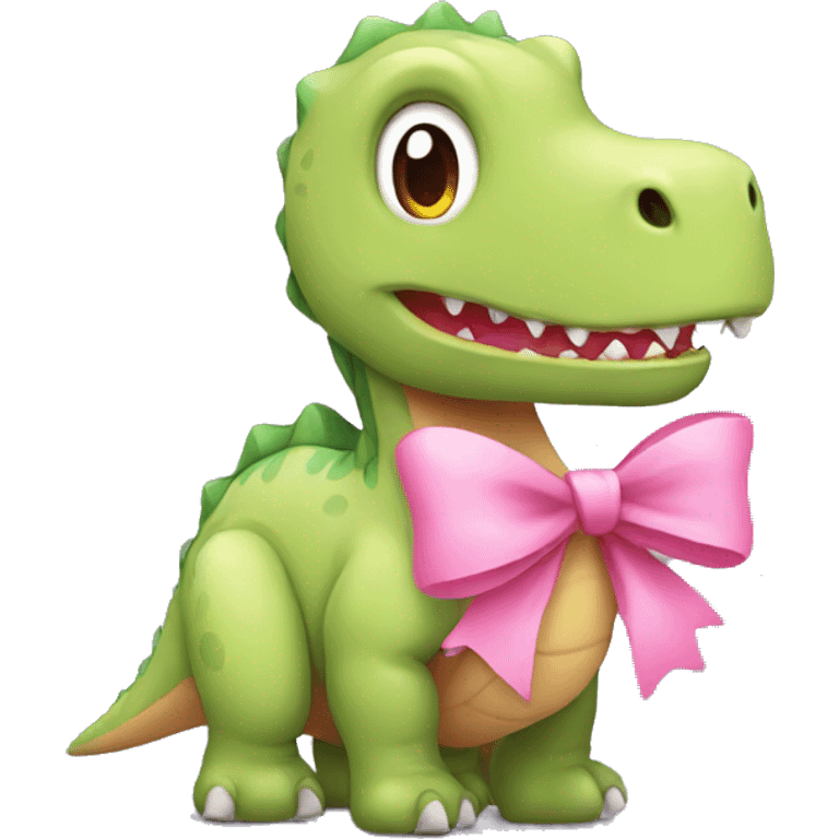 Dinosaur with a little pink bow emoji