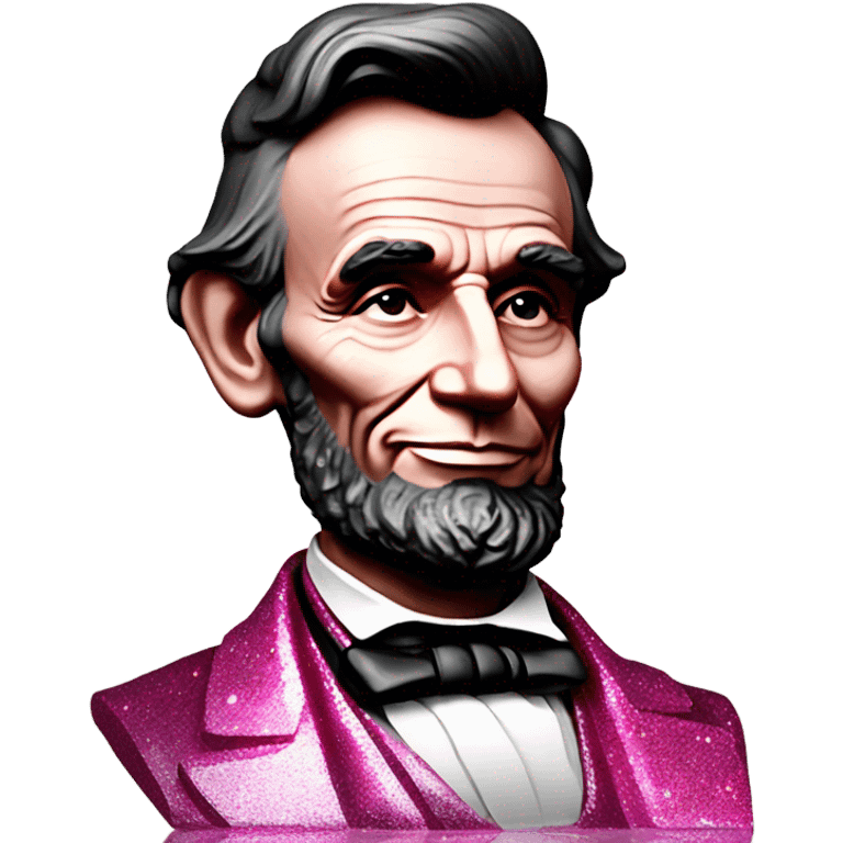 Pink ombre Abraham Lincoln statue smiling with glitter  emoji