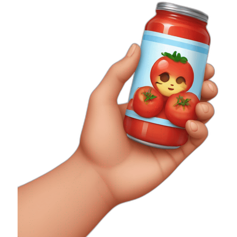 baby with canned tomato juice in each hand emoji