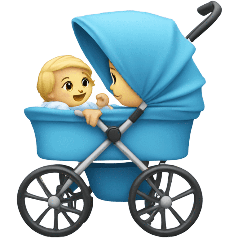 Blue stroller with baby girl  emoji