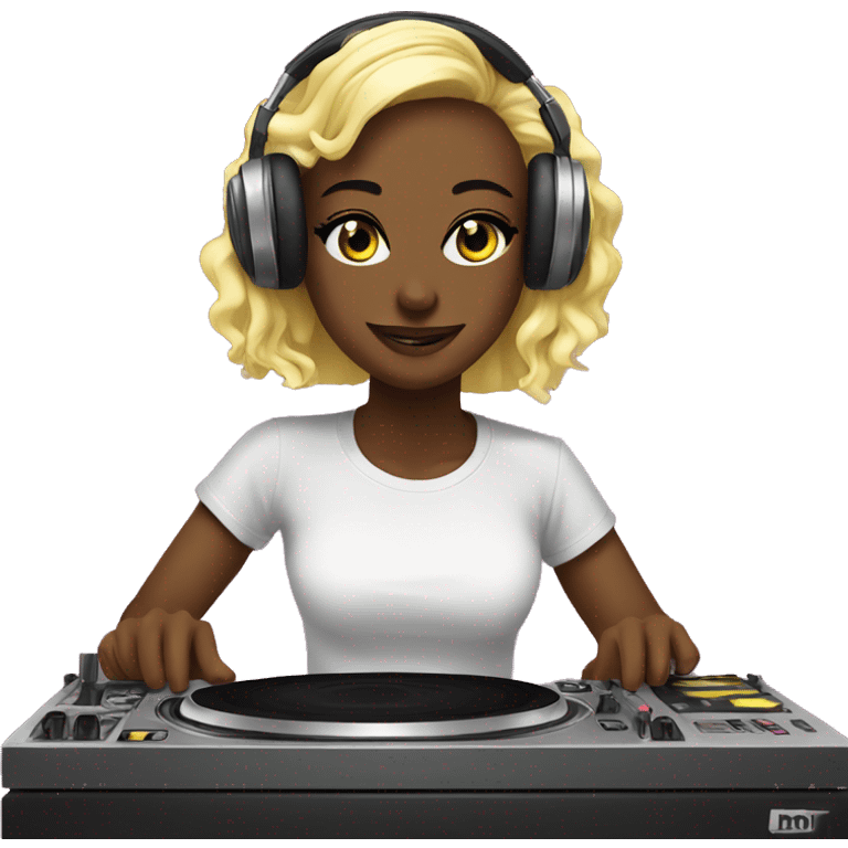 while girl electro dj on turntables Visit > emoji emoji