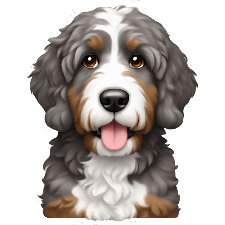 Grey brown and white bernedoodle emoji