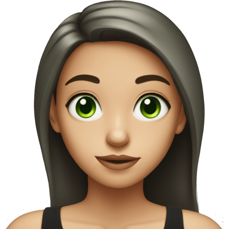 girl in black tank top green eyes emoji