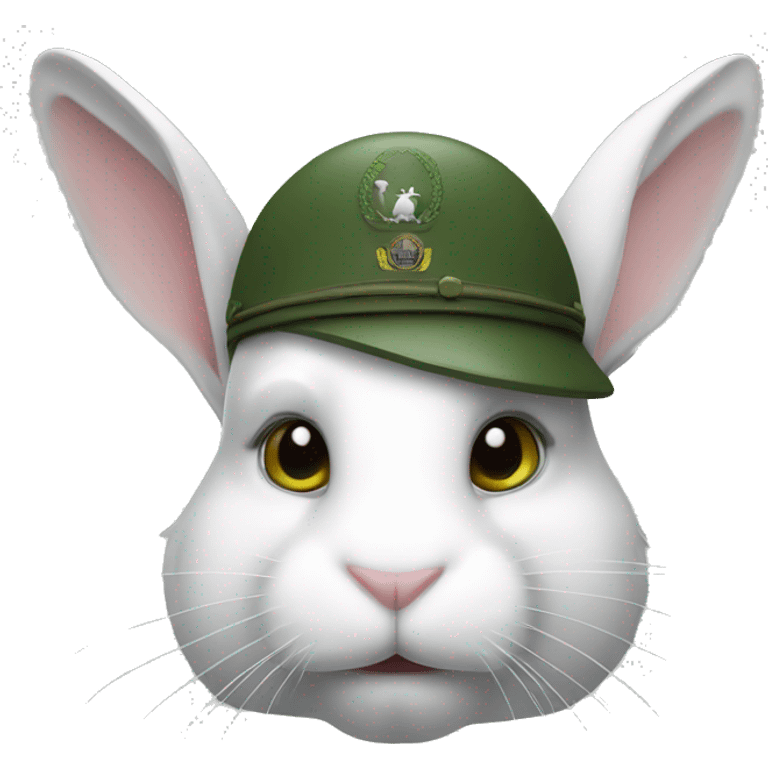 white Rabbit with green military helmet emoji