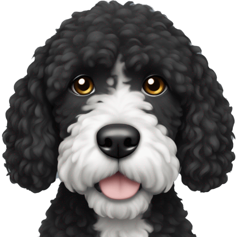 completely black with white tiny spot on the top of head portuguese water dog emoji