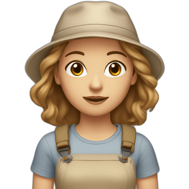 middle haired women light brown hair with beige cap emoji