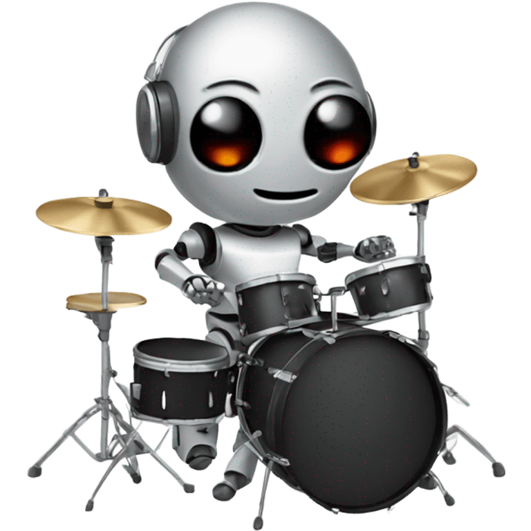 cute robot plays the drum set emoji