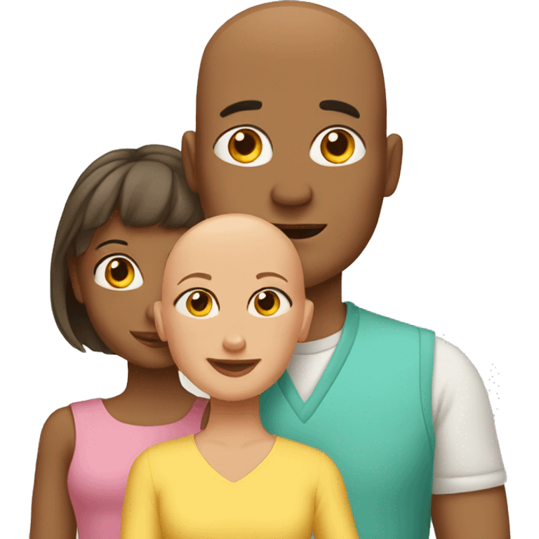 Bald Father, Mother and two daughters emoji