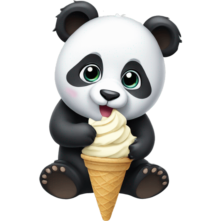 Panda eating ice cream emoji