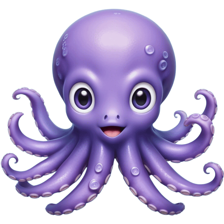 Cinematic Cute Baby Octopus Portrait Emoji, Head tilted slightly in a curious and endearing way, featuring a smooth, rounded light blue-purple body with enormous, sparkling eyes filled with warmth and innocence, delicate tentacles curling playfully, Simplified yet irresistibly adorable features, highly detailed, glowing with a soft, dreamy marine glow, high shine, affectionate and gentle, stylized with a touch of whimsical deep-sea charm, soft glowing outline, capturing the essence of a tiny, inquisitive octopus that looks ready to gently drift into your heart! emoji