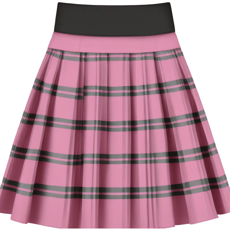 Realistic Pink tartan pleated mini skirt, isolated emoji