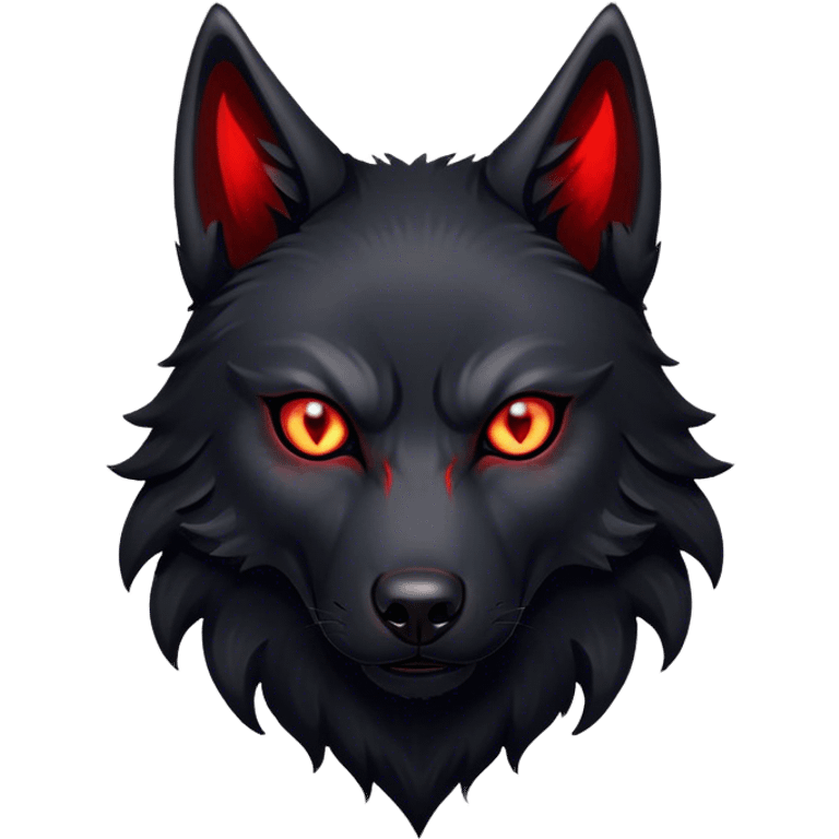 Evil black wolf with red eyes emoji