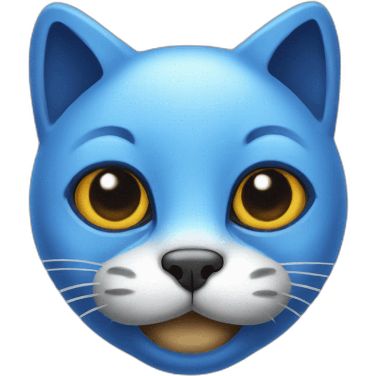 blue-cat face with mashroom on head and full black eyes emoji