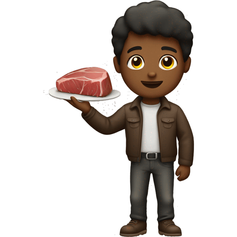 boy with a steak in his hand emoji