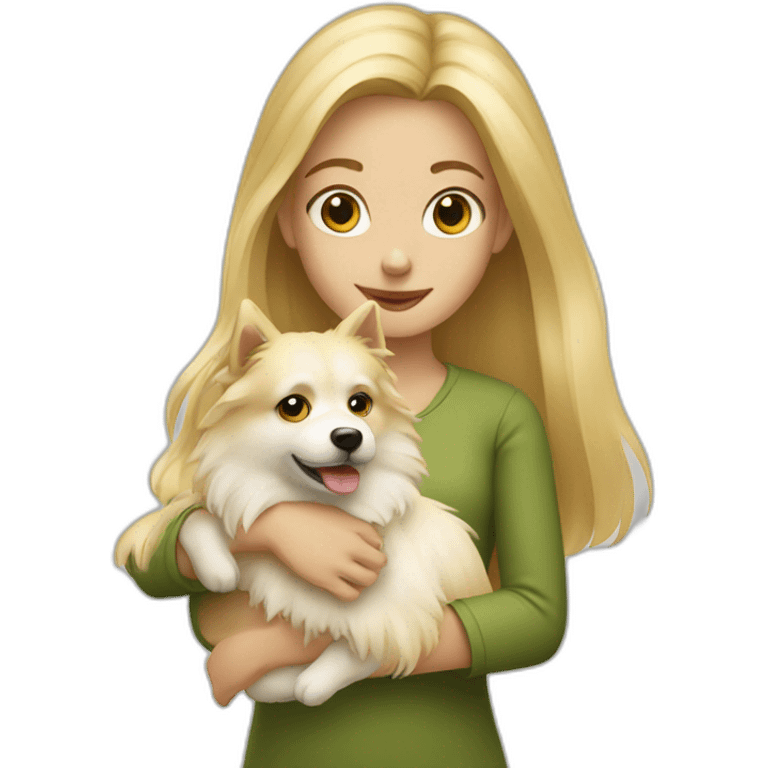 Blonde girl holding spitz emoji