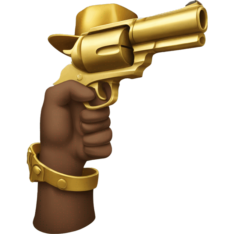 hand western holding Golden pistol emoji