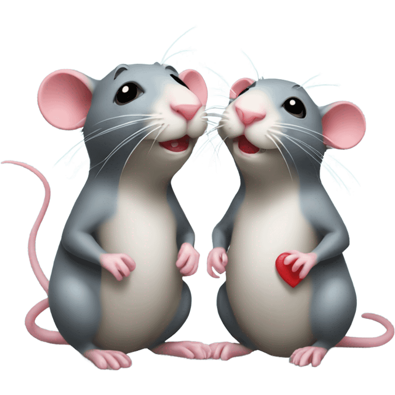 two rats with hearts emoji