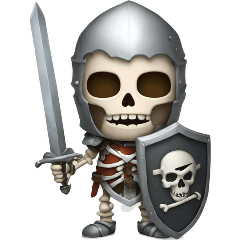 a skeleton with a armor a sword and a shield emoji