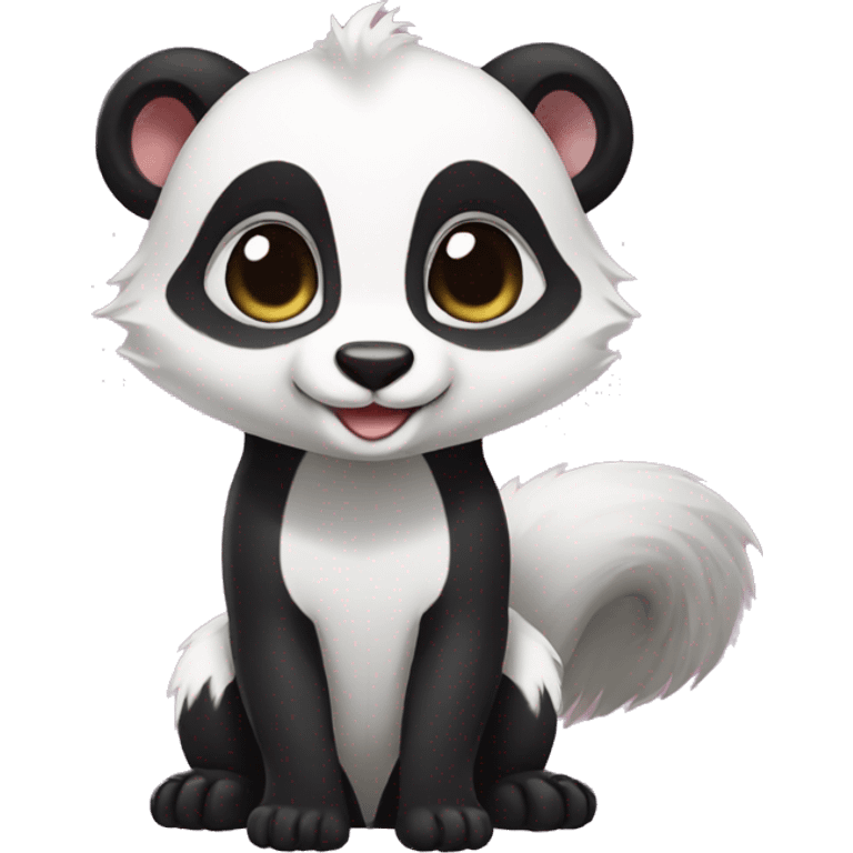 Cute skunk-panda-ferret-hybrid full body emoji