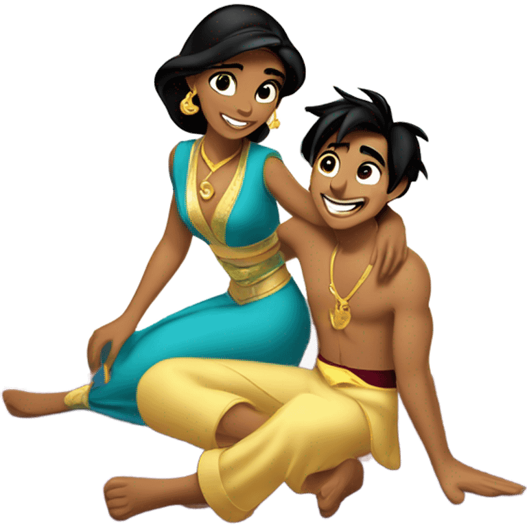 Jasmine and Aladdin red carpet ride, crying tears of confetti emoji