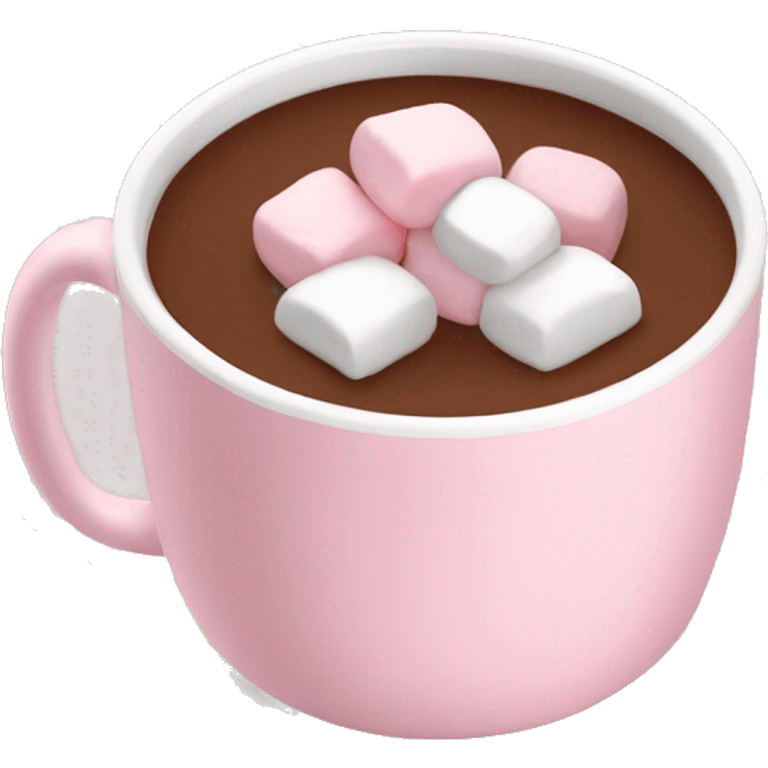 Light Pink mug of hot chocolate with marshmallows  emoji