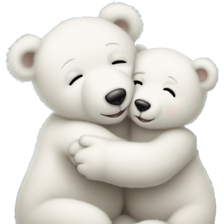 Happy white momma teddy bear hugging a happy white baby bear emoji