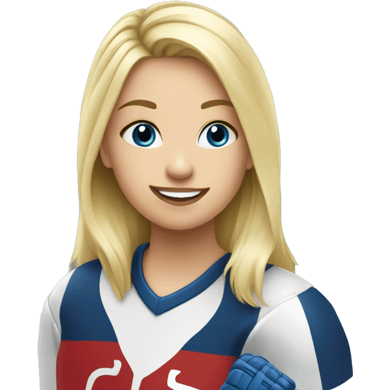 White long blonde haired girl playing hockey emoji