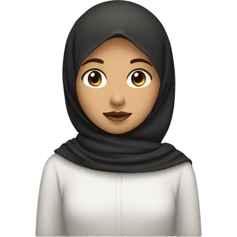 the brown boy has black short curly hair, goatee and moustache, black eyes. The girl has hijab  emoji