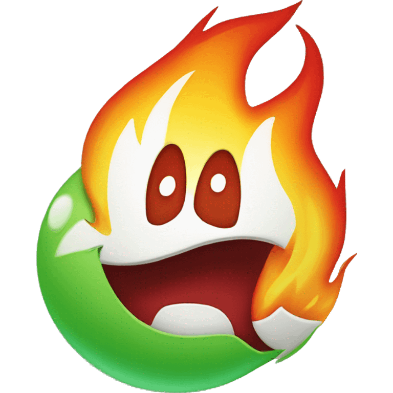 happy red flame with green chart emoji