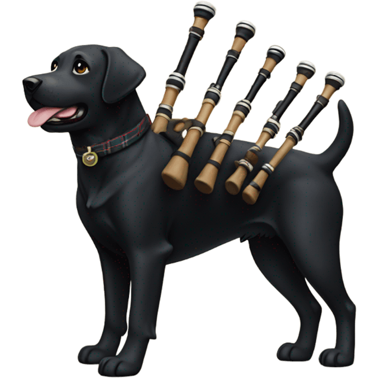 Black Labrador playing the bagpipes emoji