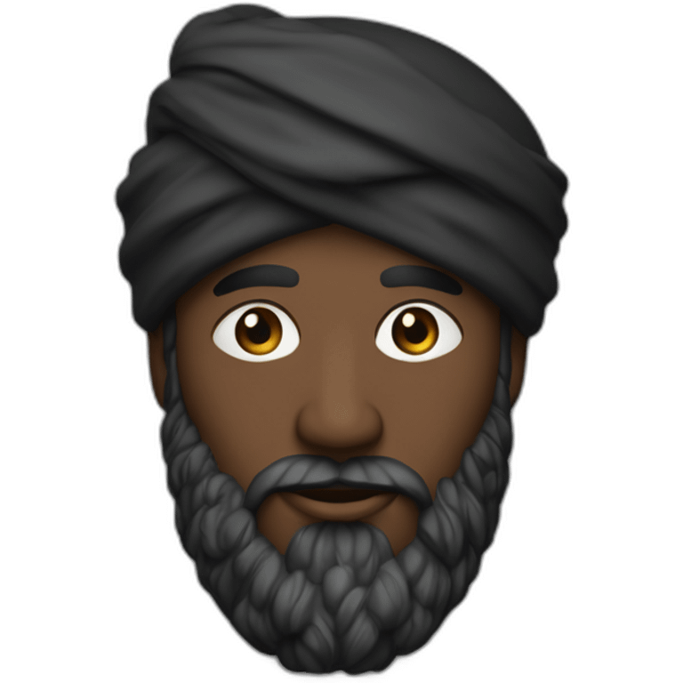 homme noir avec une très longue barbe noir un turban à carreaux blancs et une longue djellaba blanche emoji