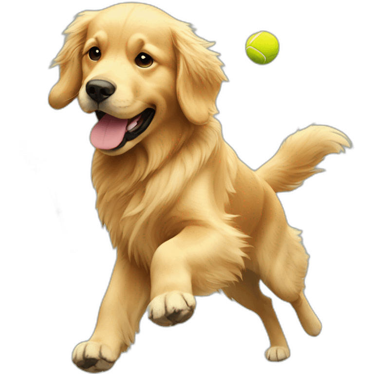 Golden retriever playing tennis emoji