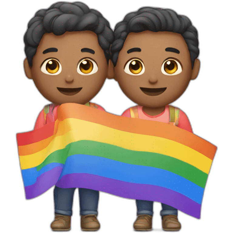 Gay couple with rainbow flag emoji