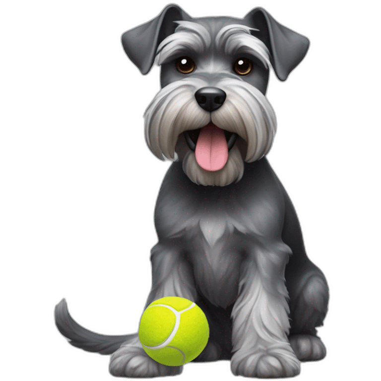 Full body schnauzer tennis ball in mouth emoji