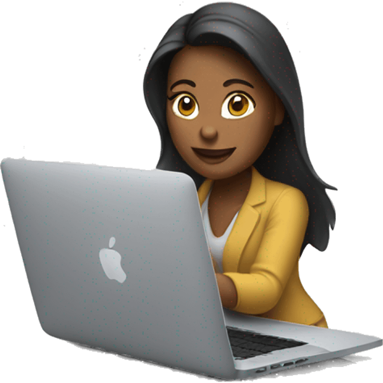 MacBook  with woman working emoji