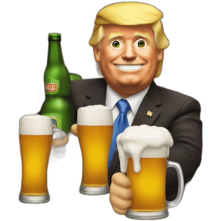 Trump drinking beer emoji